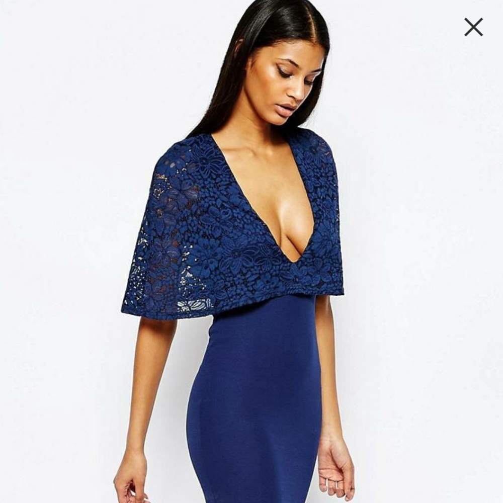 Club L mini dress with lace cape